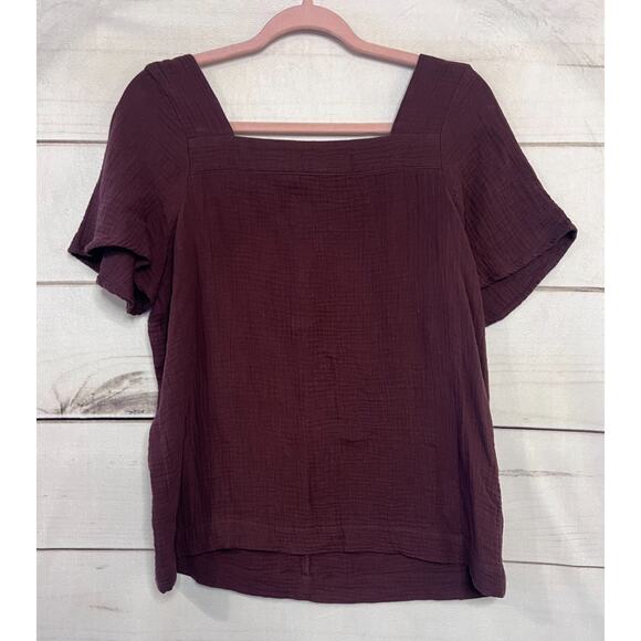 Madewell Short Sleeve Top Size SM Solid Maroon Perfect for Fall - Picture 1 of 5